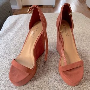 Pink Suede Sandle Wedges